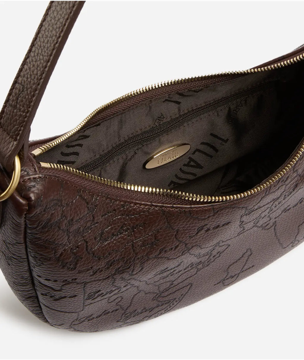 ALVIERO MARTINI 1^CLASSE Antique Geo Leather Mezzaluna piccola