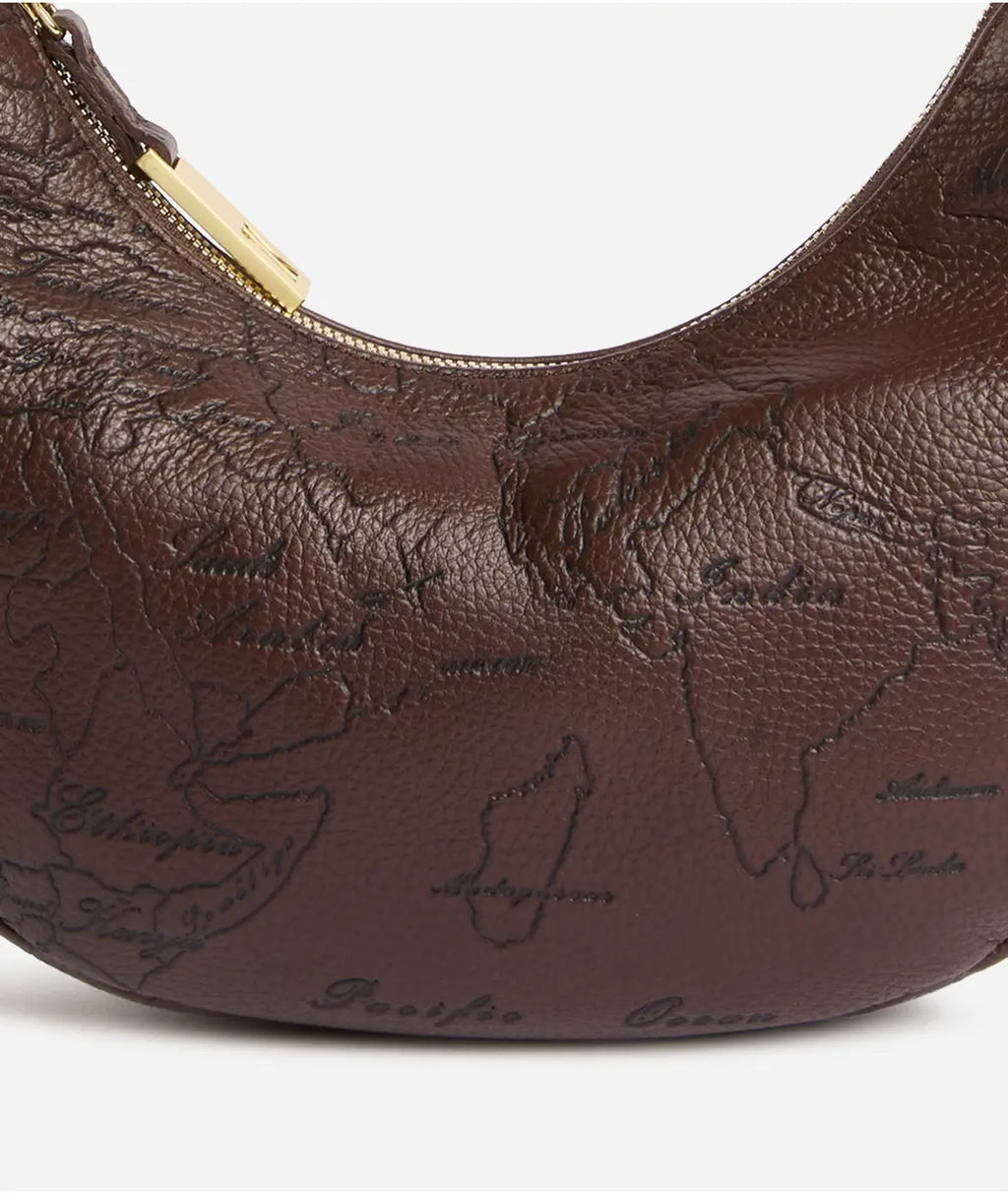 ALVIERO MARTINI 1^CLASSE Antique Geo Leather Mezzaluna piccola