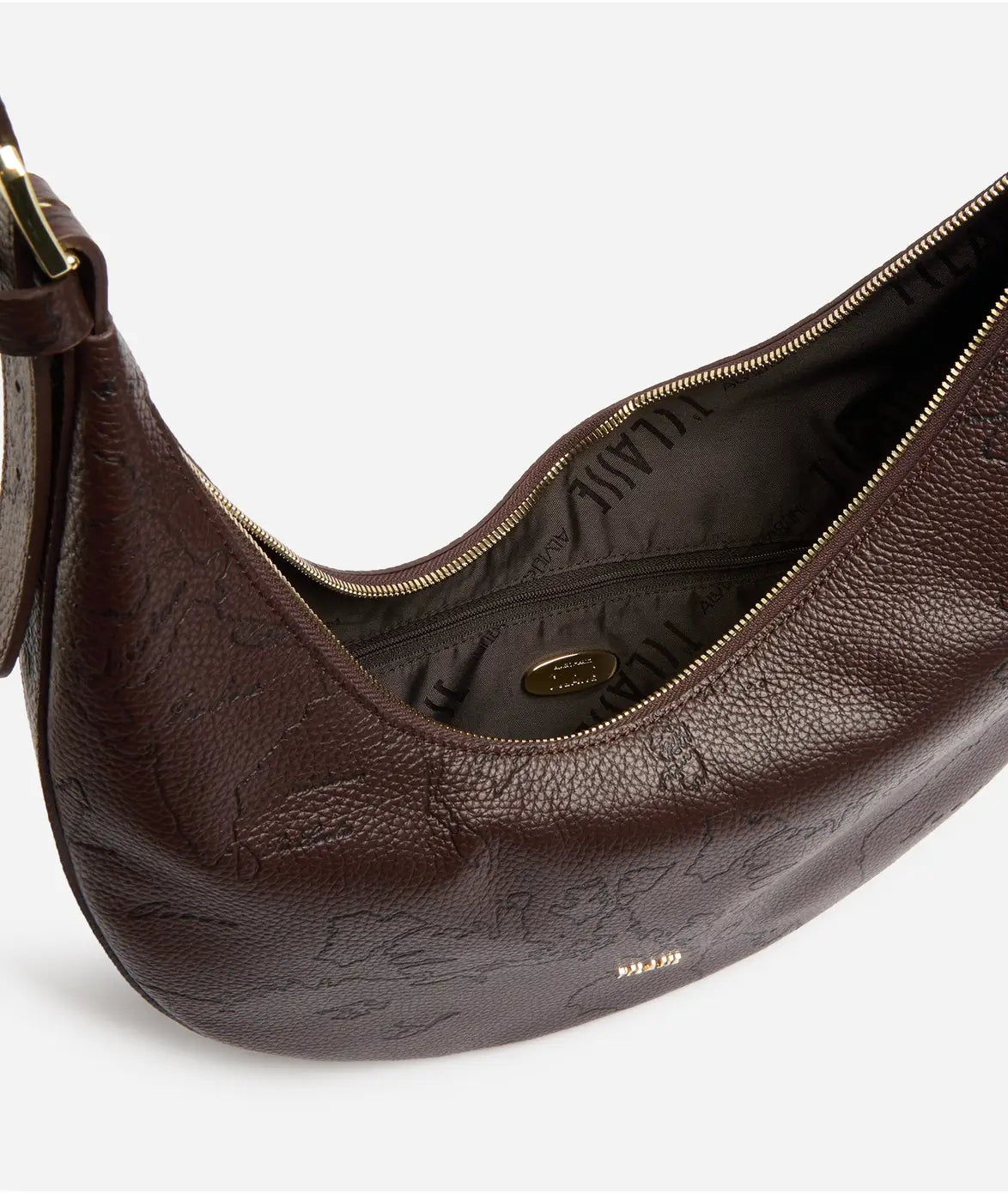 ALVIERO MARTINI 1^CLASSE Antique Geo Leather Mezzaluna